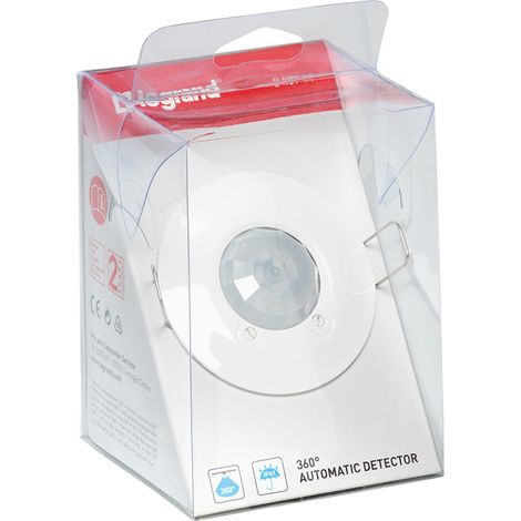 Legrand – Détecteur de mouvement infrarouge 360° – Portée 8 m – Installation plafond – Minuterie réglable 10 s à 10 min – Protection IP41