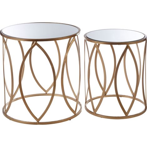 Premier Housewares Arcana Gold Finish Side Tables - Set of 2