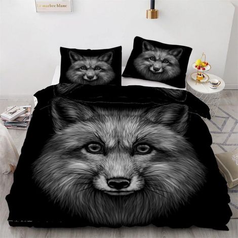 Bettwäsche-Set 135x200 cm mit Fuchs-Motiv, 2-teilig, Mikrofaser, Reißverschluss