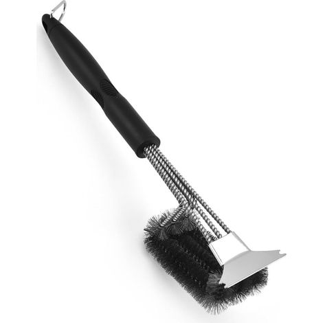 2-in-1 Grillreinigungsbürste – Edelstahl – Polypropylengriff – Für Holzkohle-, Gas- und Elektrogrills – 40,2 x 5 cm (1/5)