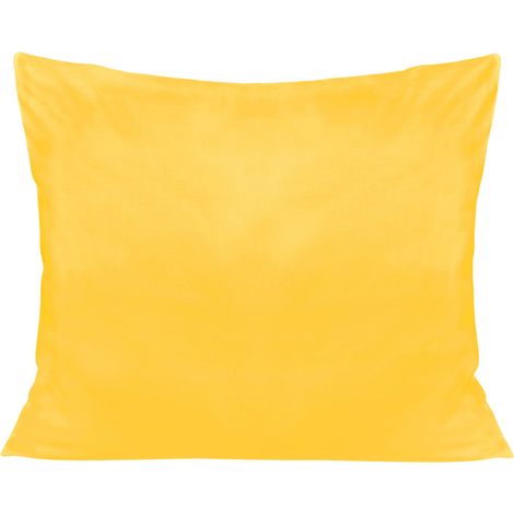 Taie d'oreiller 50x80 cm en satin de coton, jaune soleil, unie (1/3)
