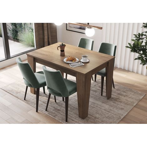 Tavolo da Pranzo Allungabile Da 120 A 160 Cm Gambe a Spillo Design Moderno 6 Posti In Melaminico di Alta Qualità Estensibile Con Guide In Metallo Cucina Salotto Soggiorno 160 x 90 x 78 Cm (Noce) (1/2)