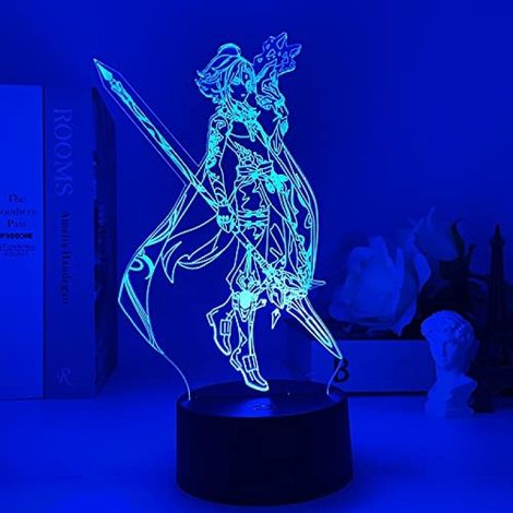 Xiao Genshin Impact animierte Stimmungslampe, 3D-Illusionseffekt-Nachtlicht, ideal für das Schlafzimmer, mit XTBB-Fernbedienung.
