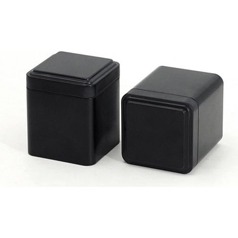 2-teilige Teedose – Teedose – Aufbewahrungsdose aus Metall – Mini-Metalldose – Schreibtisch-Aufbewahrungsdose – Schwarz – Eisen – 7 × 7 × 8,5 cm (1/5)