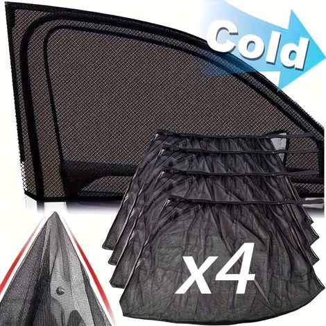 Jeu de 4 pièces pour voitures : store pliable anti-soleil et moustiquaire anti-moustiques universelle pour fenêtres, accessoire pratique, rideau de protection de l'intimité (1/4)