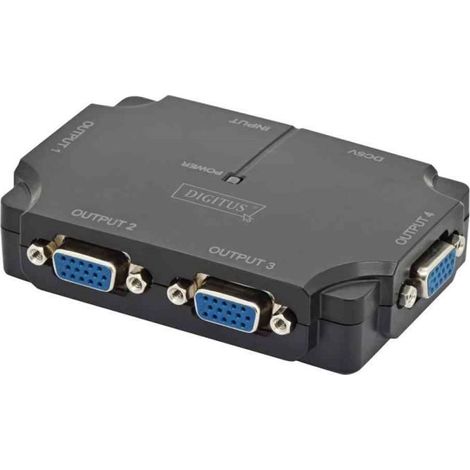 Distribuitore video - DIGITUS - 350 MHz - 4 porte - Risoluzione 2048x1536 - Scocca metallica