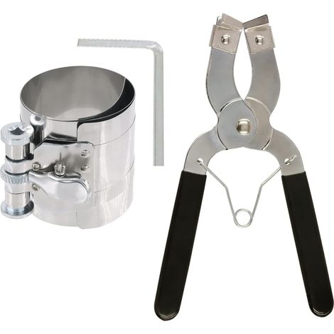 Lot de 3 compresseurs de segments de piston en acier inoxydable de 7,6 cm et outil d'installation de piston réglable, pinces d'installation et de retrait avec kit d'assortiment de clés (1/5)