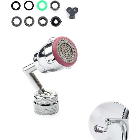 Mousseur Robinet, Grand Angle Pivotant de 720° Mousseur Robinet Cuisine avec 2 Modes de Pulvérisation, Embout Robinet Cuisine, Embout Robinet, Idéal pour la Cuisine Ou la Salle de Bain (1/5)