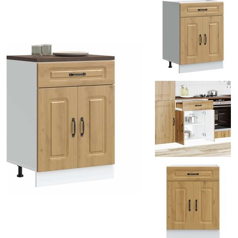 Armoire de cuisine Kalmar chêne artisanal bois d'ingénierie - Armoire De Cuisine - Armoires De Cuisine - Meuble Bas D'évier - Meuble Bas D'évier De Cuisine (1/5)