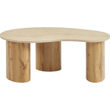 Table basse en MDF - Effet travertin beige et naturel clair - ALOZYA (1/4)