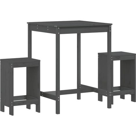 Maison Exclusive - Set Bar da Giardino 3 pz Grigio in Legno Massello di Pino