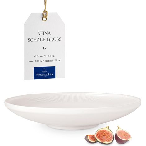 Coupe en porcelaine, grand bol pour salades, soupes et pâtes, fabriqué en Allemagne, compatible lave-vaisselle et micro-ondes, empilable, blanc (1/5)
