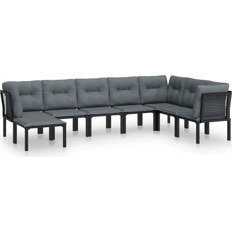 Maison Exclusive - 8-tlg. Garten-Lounge-Set Schwarz und Grau Poly