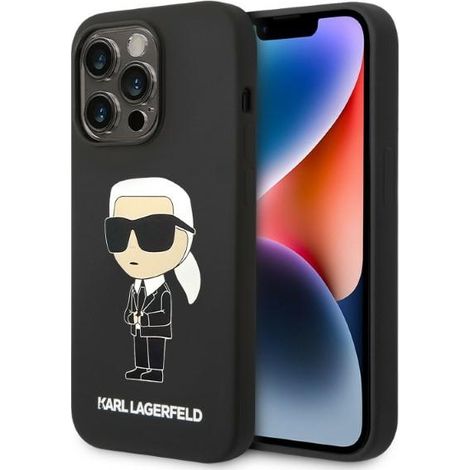 Funda rígida Karl Lagerfeld KLHCP14LSNIKBCK para iPhone 14 Pro de 6,1 pulgadas, color negro/negro, de silicona Ikonik. (1/5)