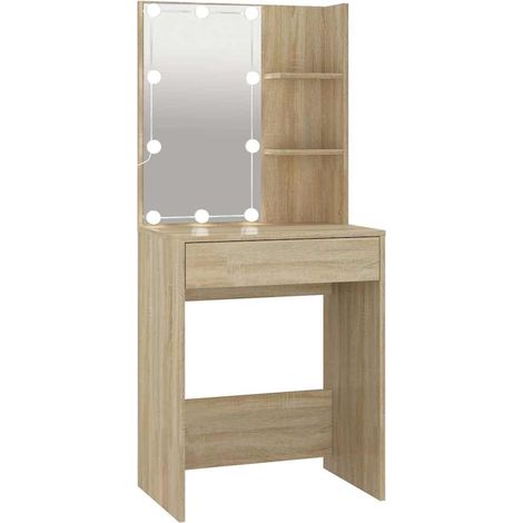 Maison Exclusive - Schminktisch mit LED Sonoma-Eiche 60x40x140 cm (1/5)