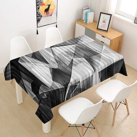 Nappe Rectangulaire Anti Tache, Nappe en Polyester Impermeable l'épreuve de l'huile Cuisine Anti-Poussière Multifonctionnelle Intérieure Table à Manger (Gris-Noir,100x140cm) (1/5)