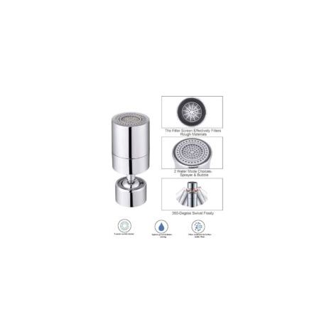 Aeratore per rubinetto girevole ad ampio angolo regolabile, accessorio per rubinetto da bagno e cucina, 2 modalità - Crezuo