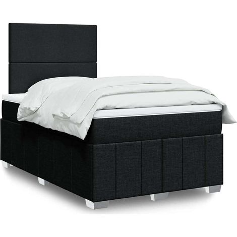 vidaXL Sommier à lattes de lit avec matelas noir 120x190 cm tissu (1/5)