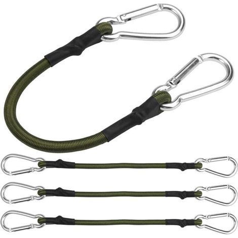AIPERQ Set of 4 Bungee Tensioners with Carabiner, 30cm Bungee Cord with Carabiner, Elastic Luggage Rope, Heavy Duty Elastic Straps with Hooks for Camping, Tarpaulins, Tent, Luggage (1/4)