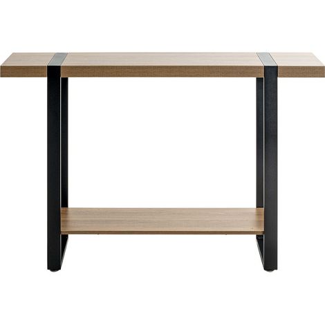 Meuble console, table console en bois coloris chêne et métal noir -longueur 120 x profondeur 30 x hauteur 82 cm (1/5)