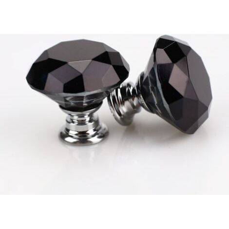 Sollbry 30mm Bouton de Meuble Poignée Diamant, Poignée en Verre Cristal Forme de Porte Placard tiroir,10 PCS (Noir) (1/4)