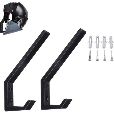 Lot de 2 Crochets Muraux ABS Noir Pour Casque Moto Veste Sac Garage (1/5)