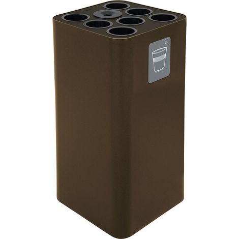 Pattumiera a Bidone da 100 L 38,3x38,3x82,5 cm 7 Scomparti Tubolari e 1 Vaschetta in Acciaio Verniciato Corten