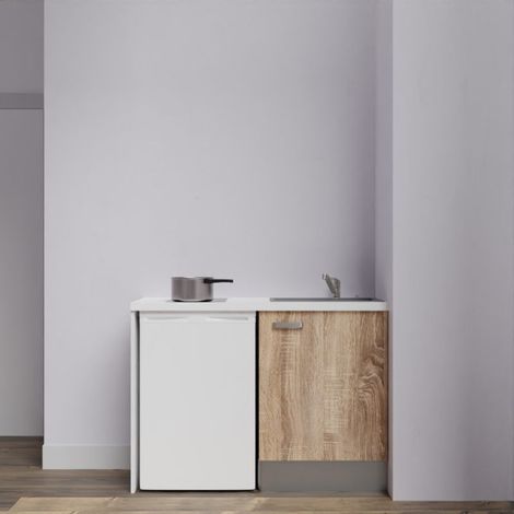 Kitchenette K08L-PT - 120 cm avec plan de travail et évier - emplacement frigo