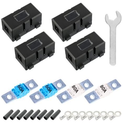 Fusible Voiture,4 Pièces ANS Porte Fusibles de Voiture avec 4 Fusibles Midi 60A 80A,Mega Porte-fusibles pour voitures, camions, véhicules (1/5)