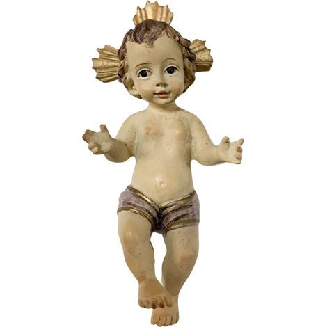 Gesù bambino senza culla bambinello per presepe in poliresina con aureola -6 cm (1/2)