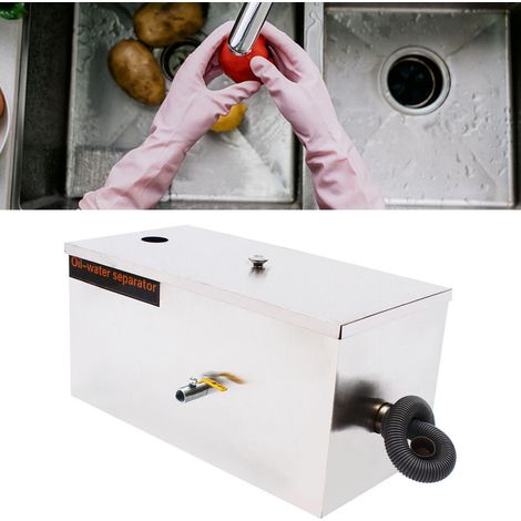 3,5GPM Séparateur d'eau d'huile commercial Cuisine Acier inoxydable Grease Trappe à graisse (1/5)