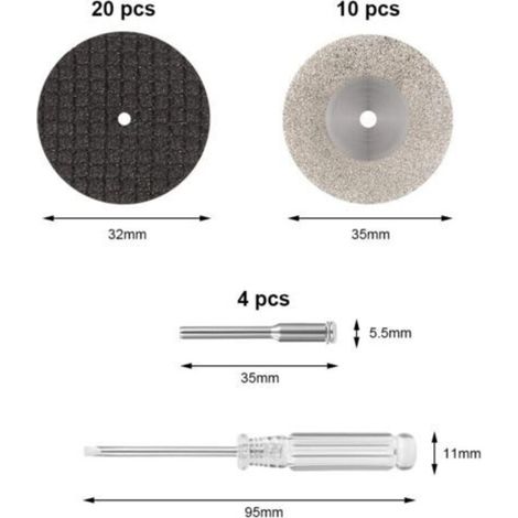 42PCS Mini Disque Diamant à Tronçonner, Disques de Coupe pour Dremel, HSS en Résine Lame Scie Circulaire avec 5 Mandrins SC et 2 Tournevis pour Couper Bois, Métal, Plastique, Pierre (1/3)