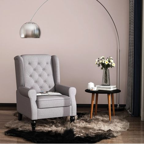 MEUBLIV Poltrona relax 74x86x102 cm grigia - schienale capitonné, braccioli, 160 kg (1/5)