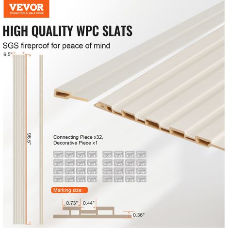 Panneau Mural Lattes, 2450x166 mm, Panneaux Acoustiques WPC pour Mur et Plafond, Lot de 8, Effet Imitation Faux Bois, Réduction du… (1/5)