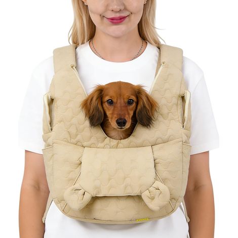 Sac de transport pour petit chien et chat - Sac à dos ventral pliable et respirant pour animaux de compagnie - Idéal pour randonnée et voyage (1/5)