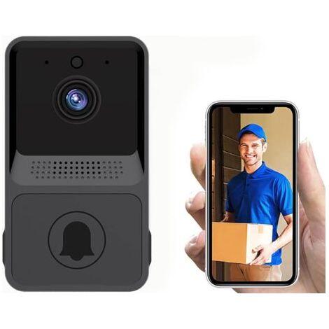Sonnette Vidéo sans Fil, Sonnette Connectée Compatible Alexa Fonctionnant avec Google Assistant, Sonnette Connectée sans Fil 1080p Camera avec Batterie, Audio Bidirectionnel, PIR & Vision Nocturne