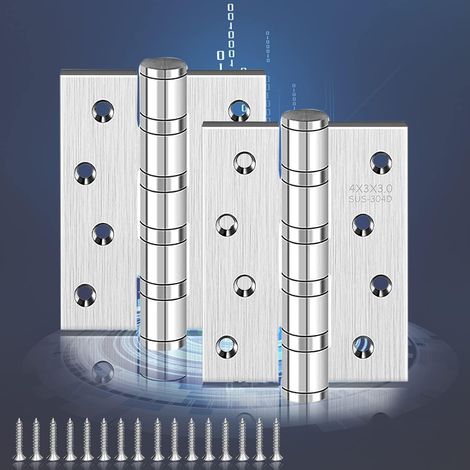 Scharniere 2er Set Edelstahl Türscharnier Klavierband Materialstärke 3mm + 16 Türschrauben für Massiv-Innentüren