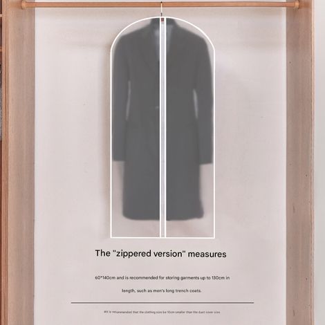 Modello con cerniera, tessuto bianco satinato 60140, confezione da 4, copri cappotto antipolvere lavabile in casa, custodia trasparente impermeabile per abiti da appendere, copri abito. (1/5)