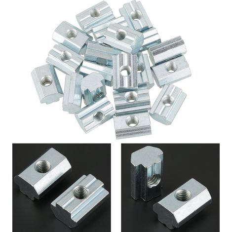 Écrou coulissant en acier carbone zingué pour profilé aluminium, rainure en T, accessoire M6 (1/4)
