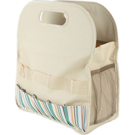Sac à outils grande capacité, rayures kaki, portable, assorti, pour outils de jardin, de maison et de travail du bois (1/5)