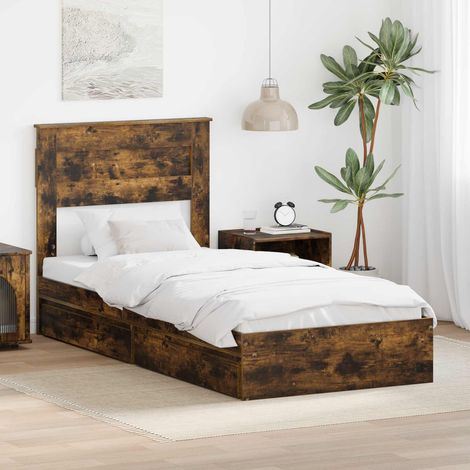 Aufbewahrungsbett Geräucherte Eiche 75 x 190 cm Holzwerkstoff