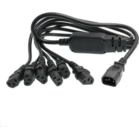 UPS PDU Computer PC Power Splitter Cord C14 to 6 x C13 10A 250V Extension Cable 60cm (1/5)