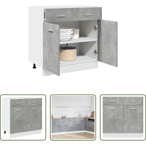 vidaXL Stauraum - Schubunterschrank Lyon Betongrau 80x46x81,5 cm Holzwerkstoff (1/5)