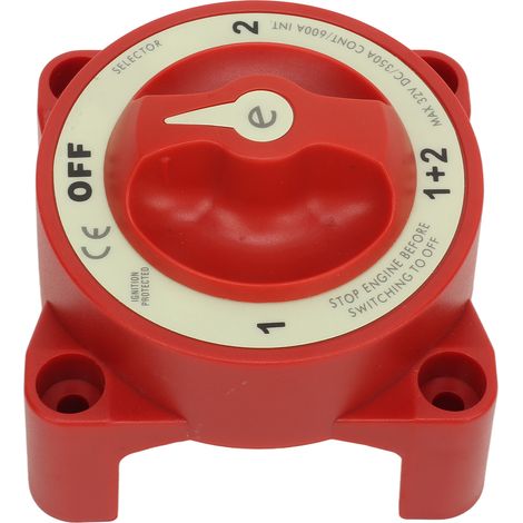 Sélecteur de batterie à bouton rotatif, 3 goujons, 350 A, 32 V, interrupteur de déconnexion de batterie pour véhicules récréatifs, bateaux et automobiles 9001E (4 positions) (1/5)