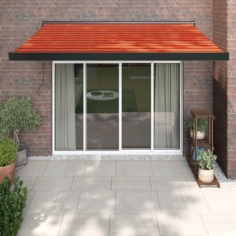 Auvent rétractable,Marquise d'entrée Anti-UV,Auvent facile à assembler orange et marron 3,5x2,5m tissu et aluminium -FR10319 (1/5)