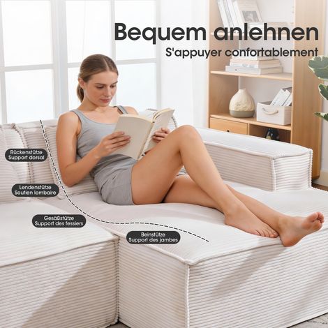 Canapé moderne et confortable, textile économique, 235 cm, 2 coussins + housse, idéal petit salon, appartement, bureau (1/5)