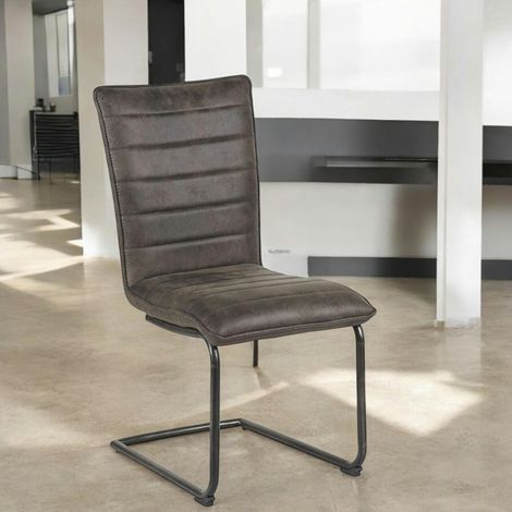 Chaise grise en tissu microfibre (1/4)