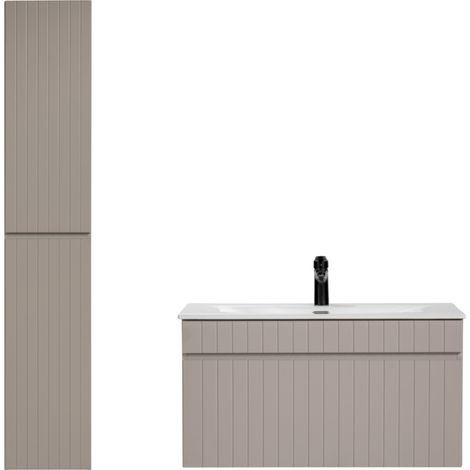 Ensemble meuble vasque à encastrer + colonne - 80 cm Emblematic Cashmere - Livraison gratuite