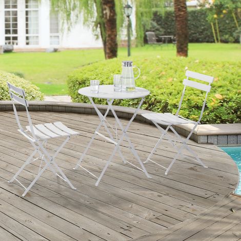 Set Bistro  Caprile 71 x 60 cm 3-piezas Plegables Blanco [en.casa]® (1/5)