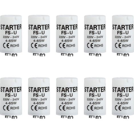 10 Pièces Starter Neon, Démarreurs Fluorescents LED Universels 4-65W 220-240V, Compatible Tubes Fluorescents et Néon, Démarrage Instantané et Efficace, Idéal pour Maison et Bureau